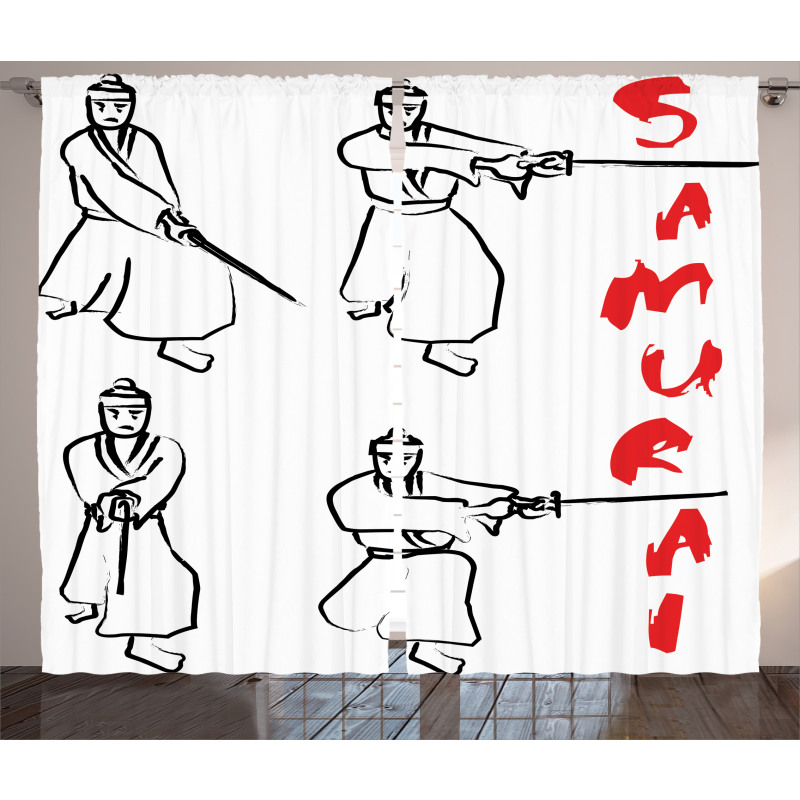 Samurai Katana Asian Curtain