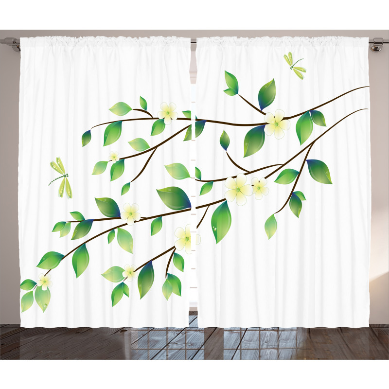 Flower and Dragonflies Curtain