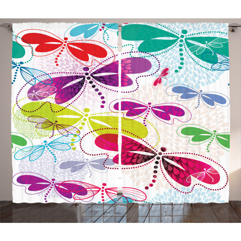 Hydrangea Dragonflies Curtain