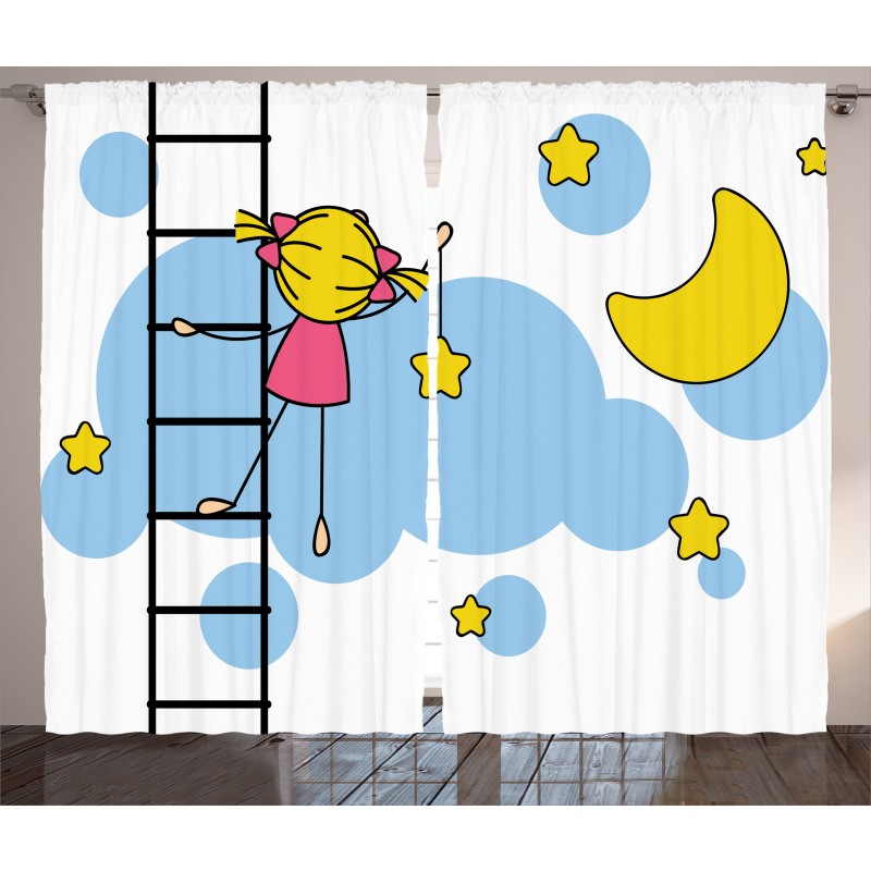 Girl Ladder with Star Curtain
