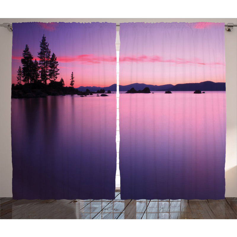 Hazy Calm Lake Tahoe Curtain