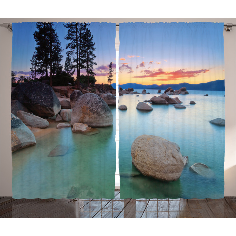 Romantic Lake Sunset Curtain