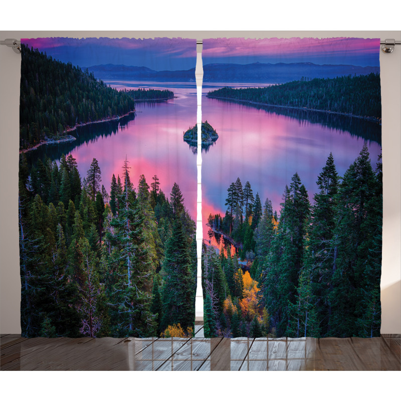 Forest and Lake View Curtain