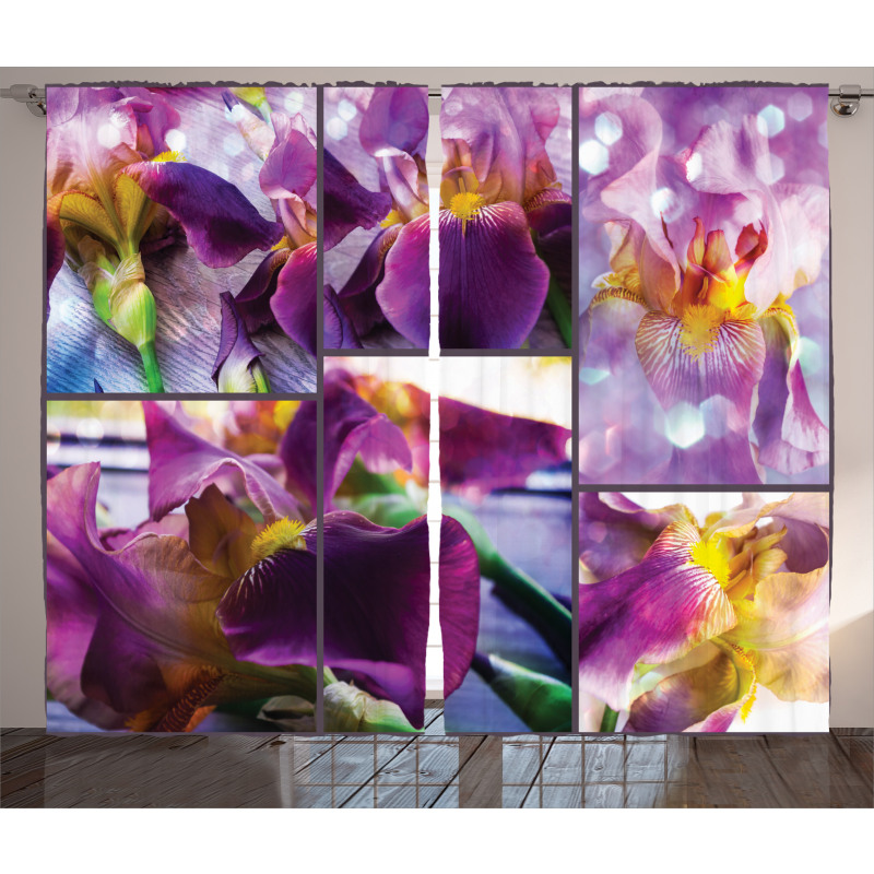 Blooming Iris Flowers Curtain
