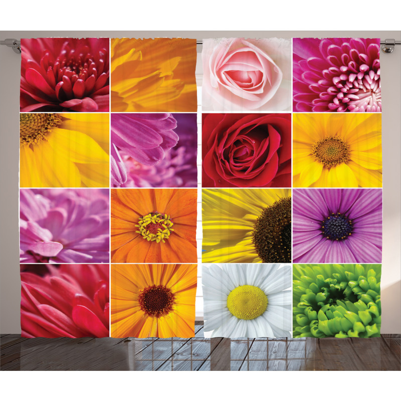 Colorful Flowers Rose Curtain