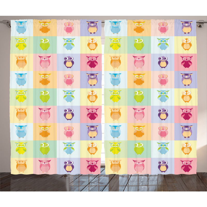 Colorful Owl Kids Curtain