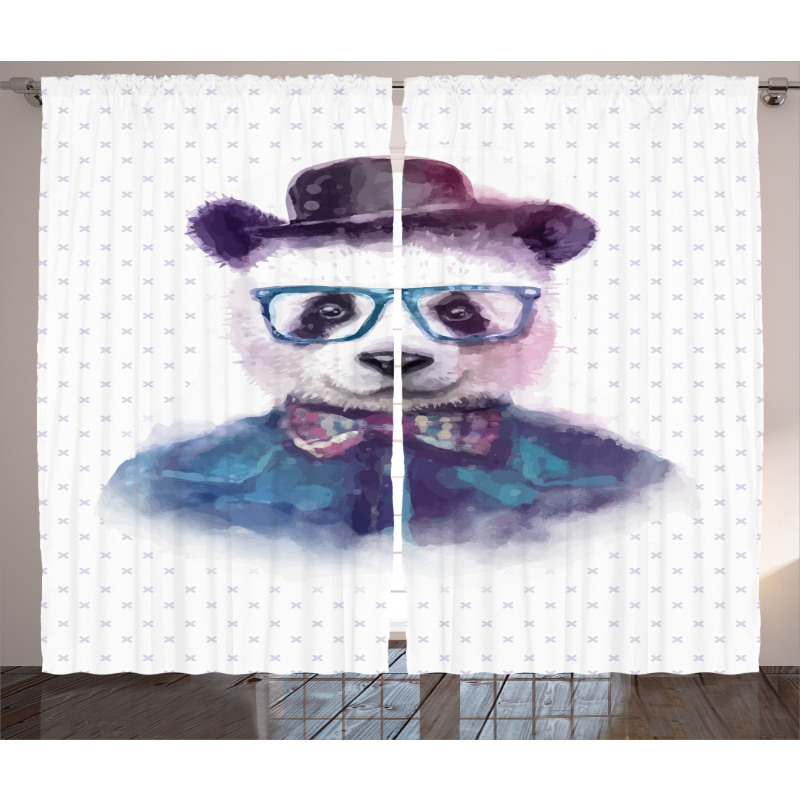Hipster Panda with Tie Curtain