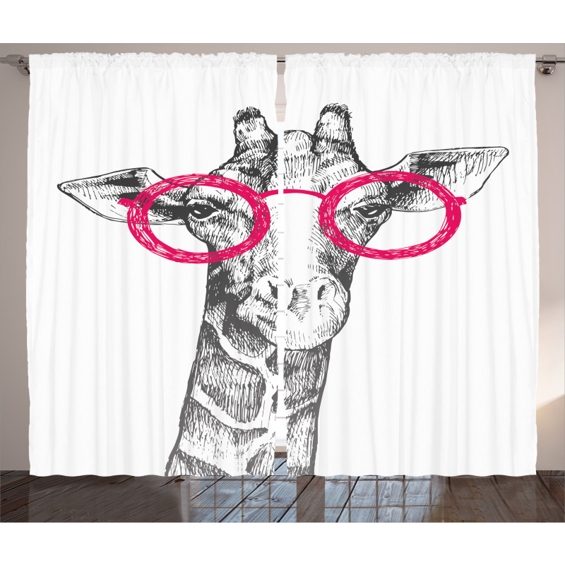 Hipster Animal Glasses Curtain