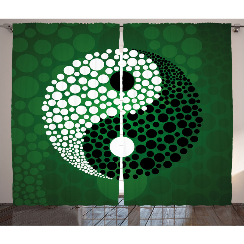 Ying Yang Green Harmony Curtain