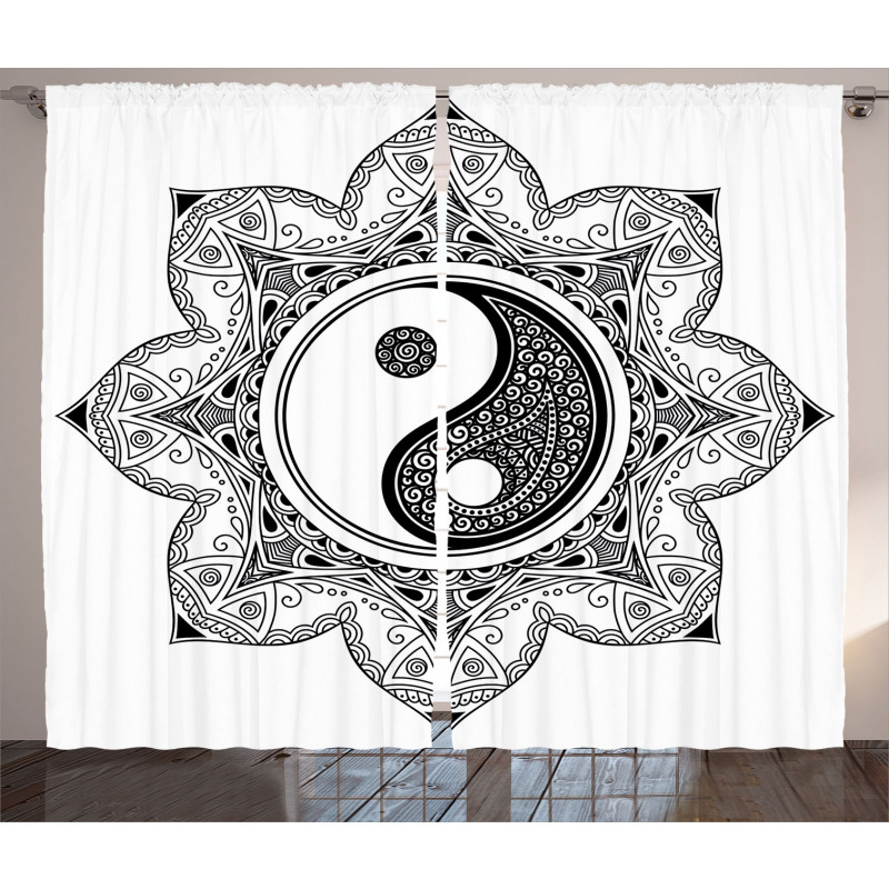 Mehndi Mandala Floral Art Curtain