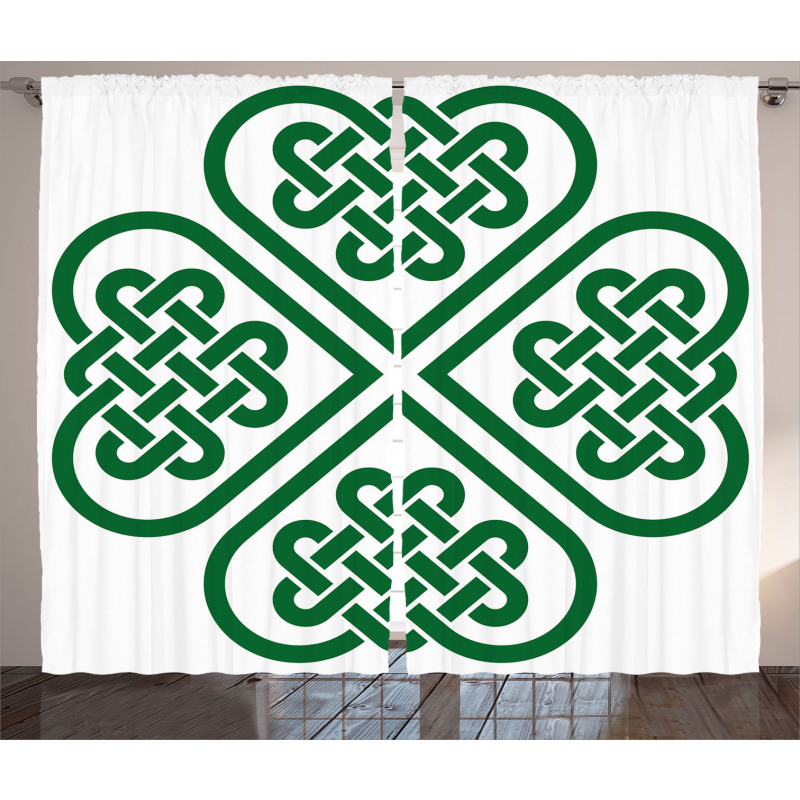 Monochrome Clover Art Curtain