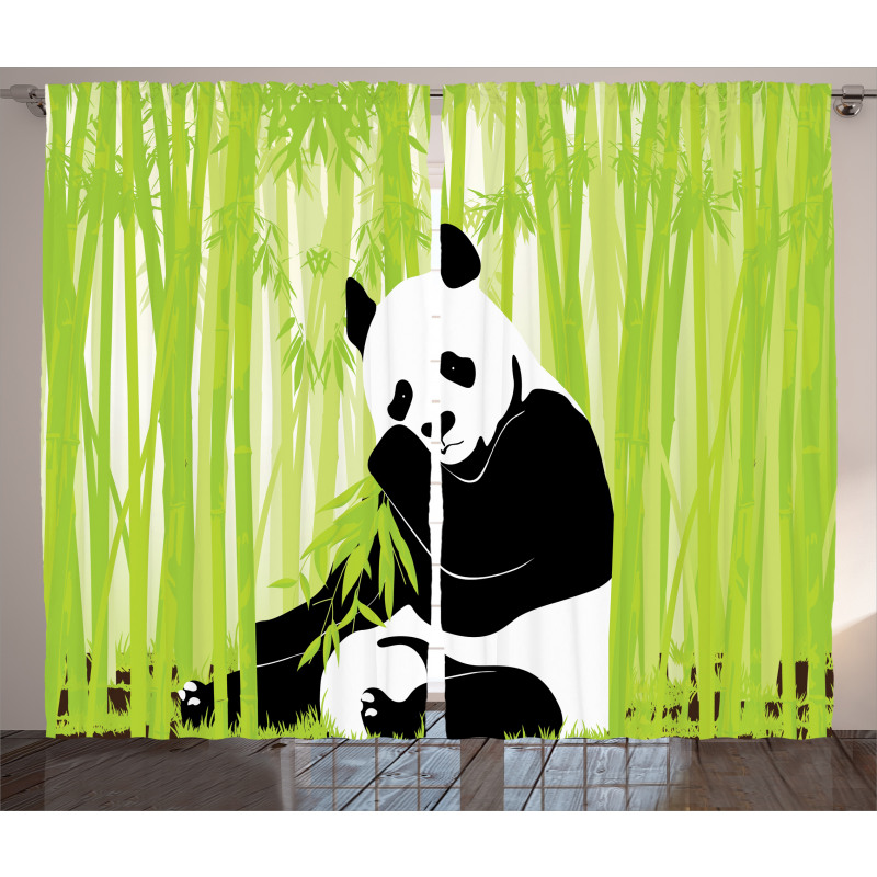 Panda in Bamboo Forest Curtain