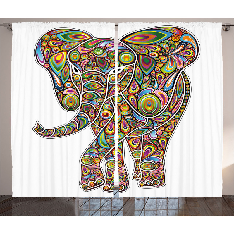 Boho Elephant Art Curtain