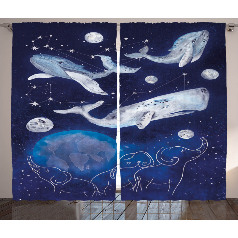 Space Universe Planet Curtain