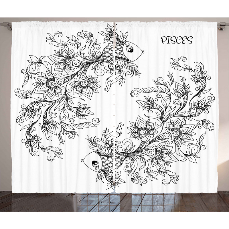 Astrology Pisces Sign Curtain