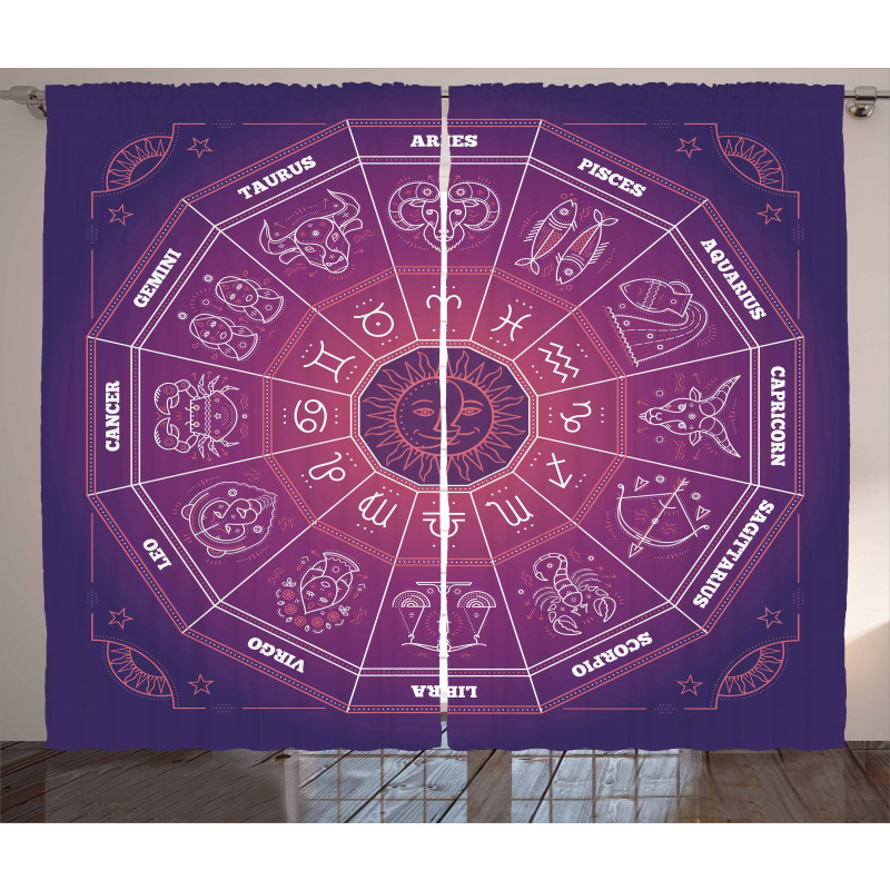 Colorful Astrology Signs Curtain