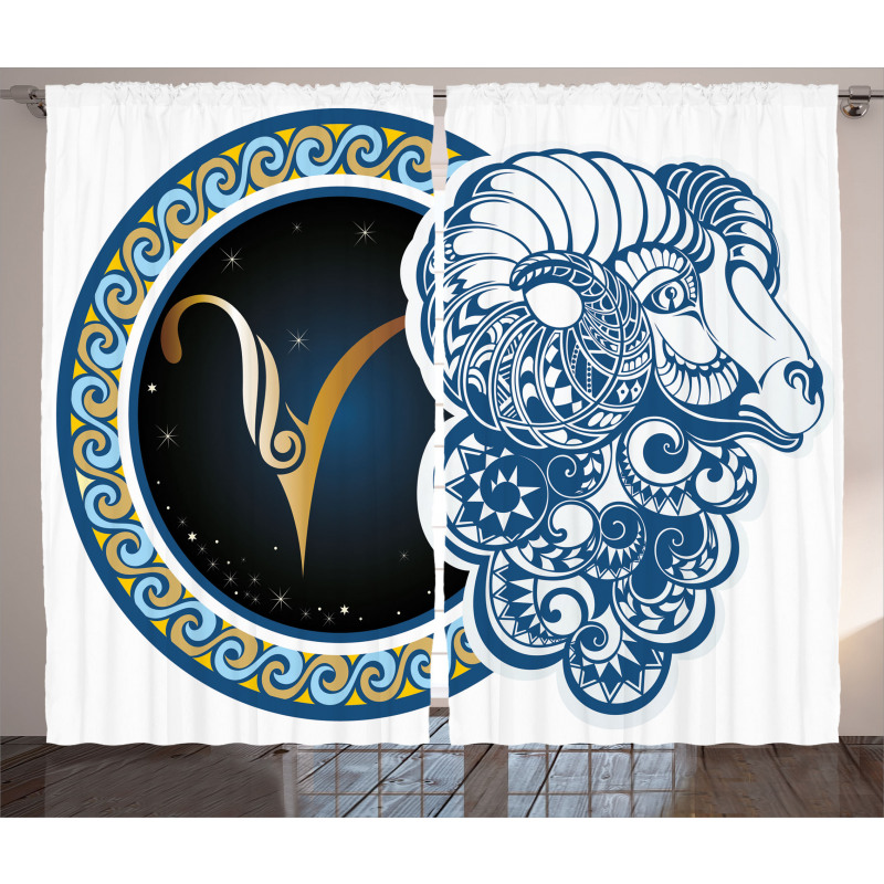 Astrology Aries Sign Curtain