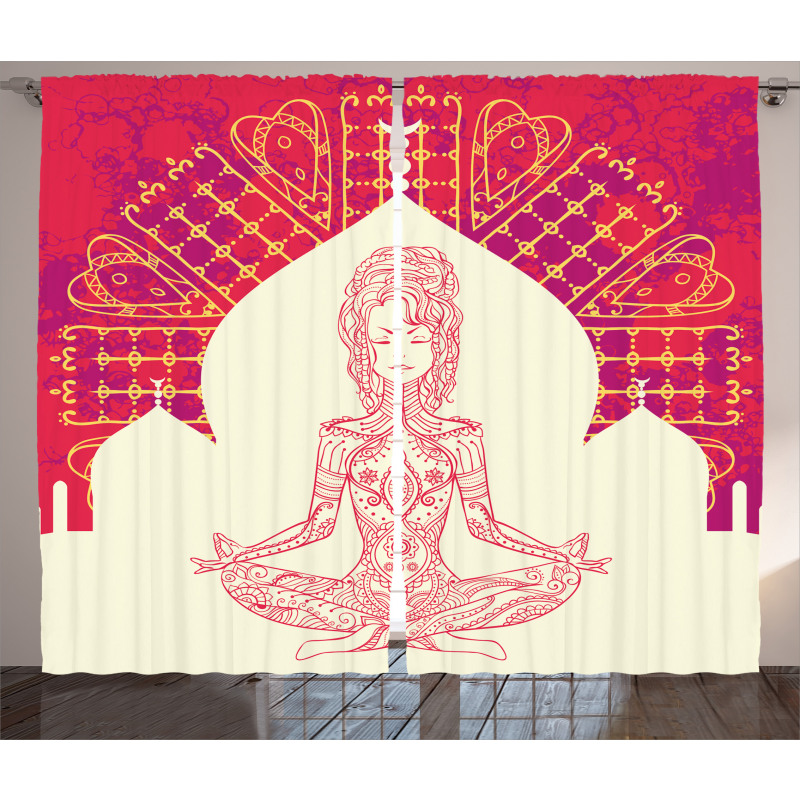 Mandala Meditation Girl Curtain