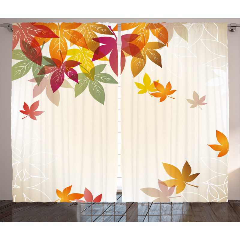 Maple Leaves Pastel Art Curtain