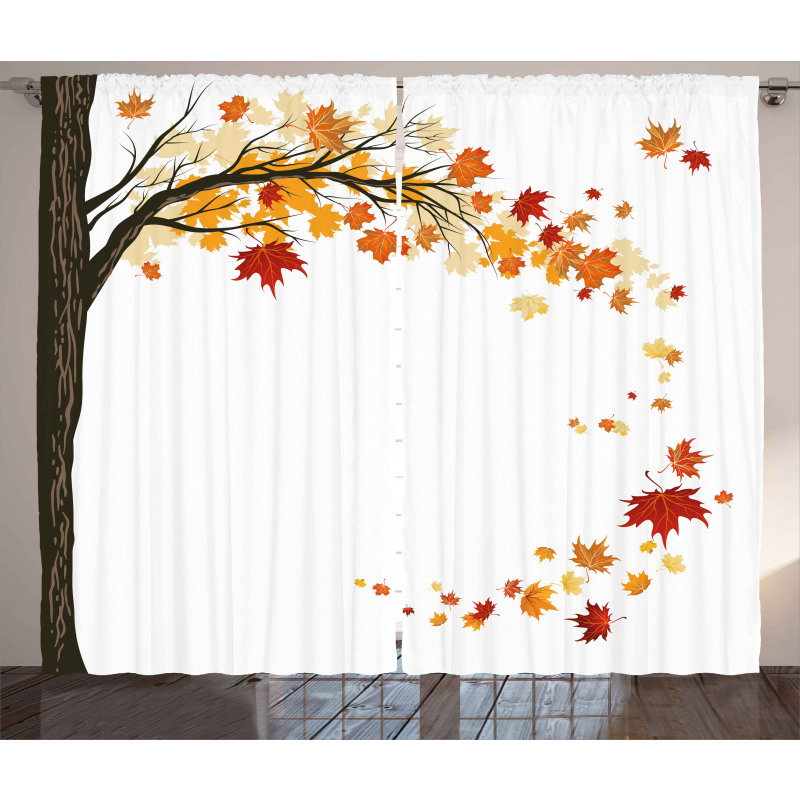 Flying Maple Leaf Seasons Curtain