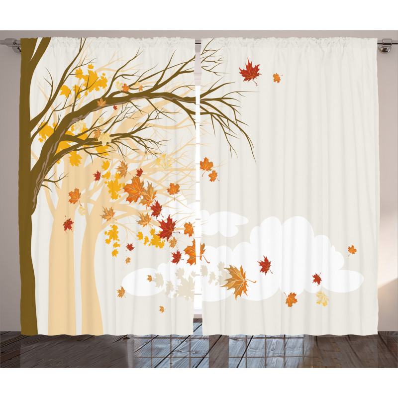 Pastel Colored Autumn Trees Curtain