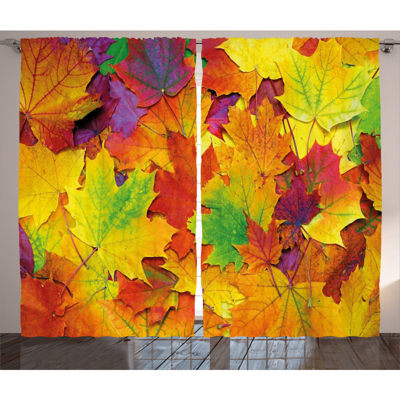 Colorful Maple Leaves Curtain