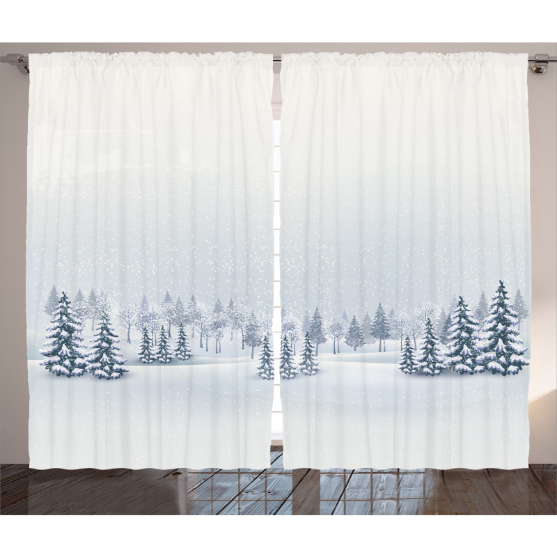 Foggy Weather Trees Curtain
