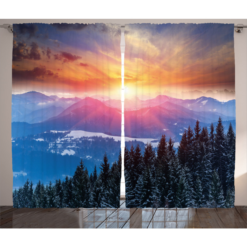 Sunset in Mountains Curtain