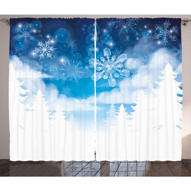 Snowflakes and Stars Curtain