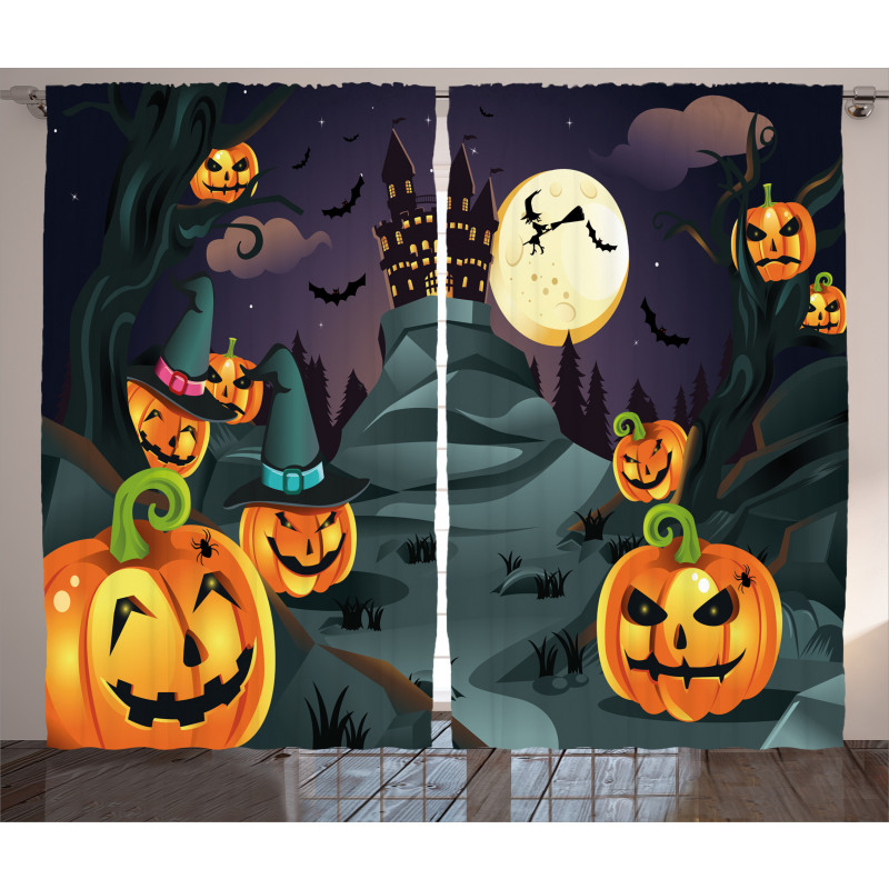 Horror Castle Pumpkin Curtain