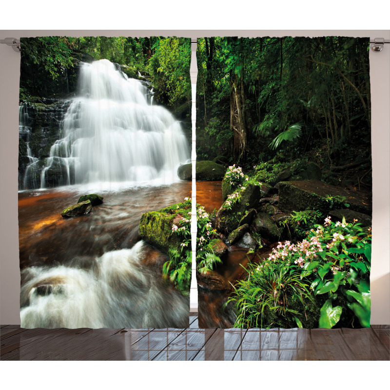 Jungle Trees and Waterfall Curtain