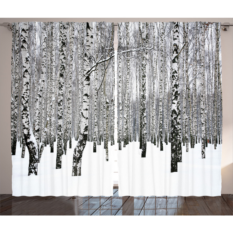 Snowy Forest Photo Woodland Curtain