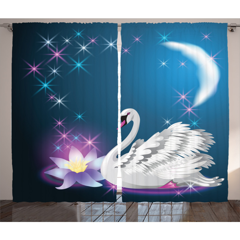 Magic Lily White Swan Curtain