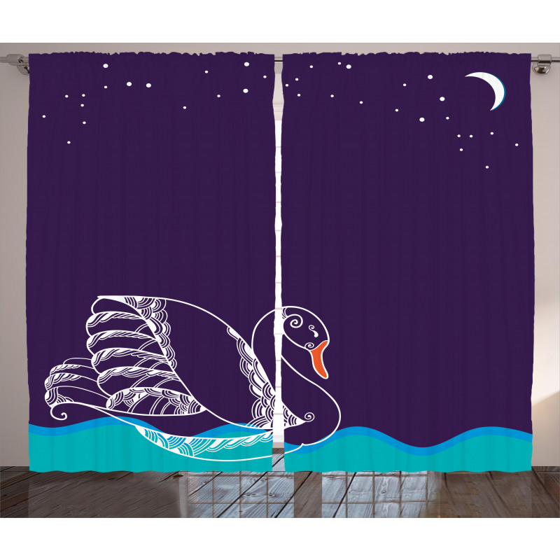 Floating Swan Waves Curtain