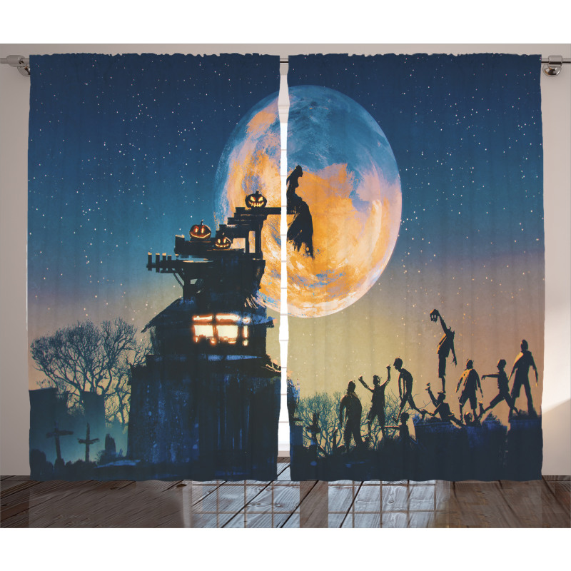 Moon Halloween Queen Curtain