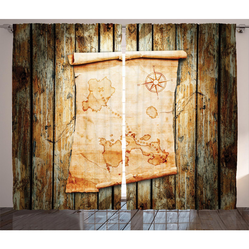 Map on Grunge Timber Curtain