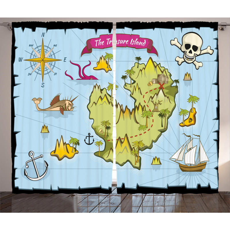 Treasure Island Skull Curtain