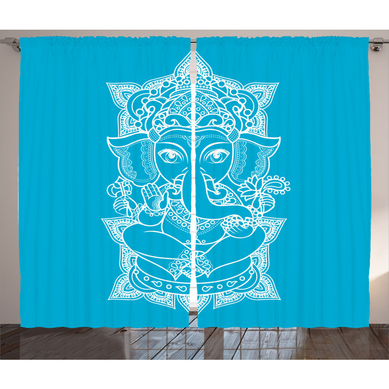 Old Elephant Figure Graphic Curtain
