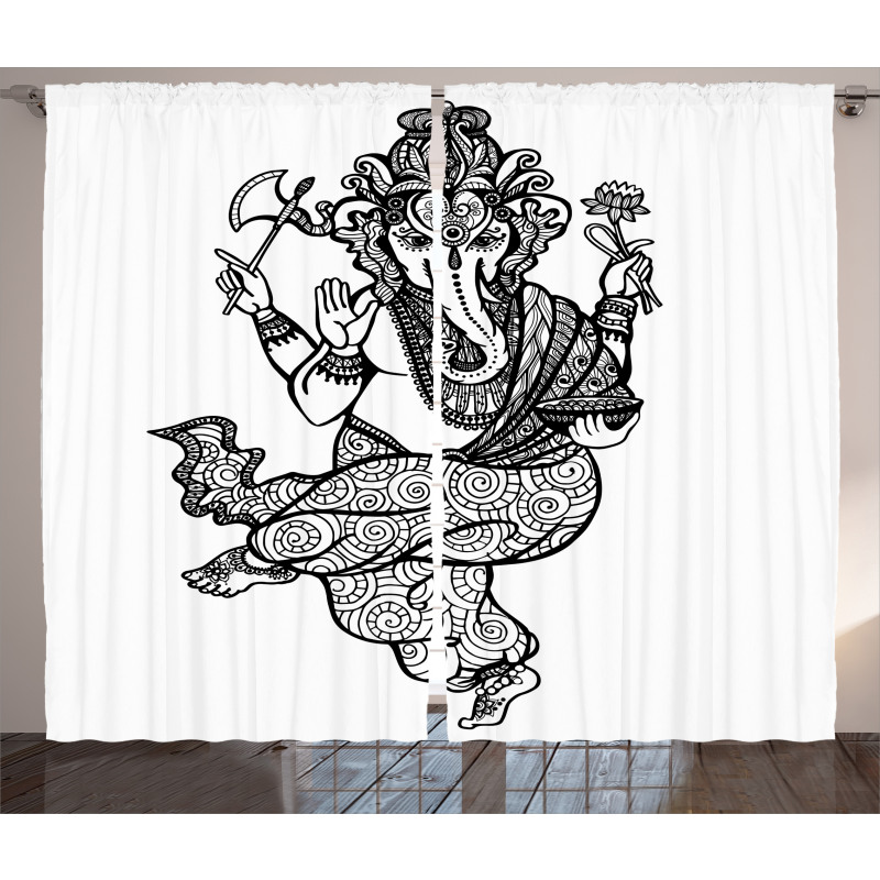 Dancing Elephant Sketch Curtain