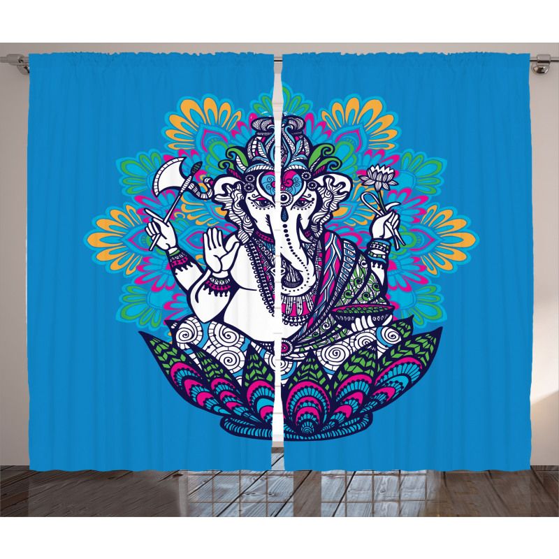 Elephant Mandala Pattern Curtain