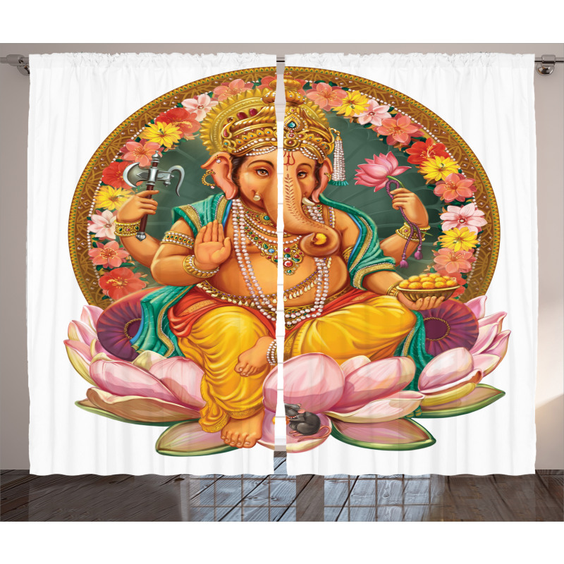 Elephant Figure in a Lotus Curtain