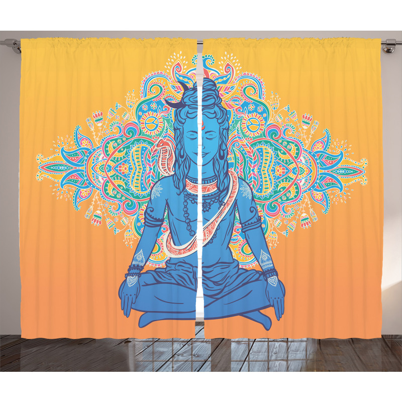 Asian Meditation Ancient Motif Curtain
