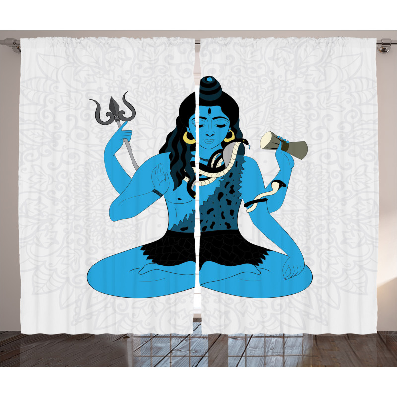 Mystic Figure in Yoga Pose Curtain
