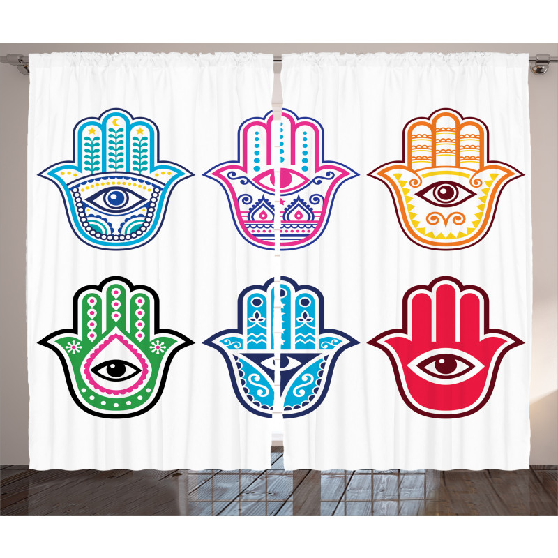 Colorful Hand Third Eye Curtain