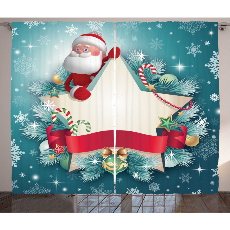 Santa Star Snowflake Curtain