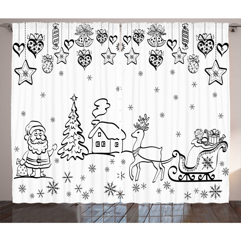 Tree Reindeer Santa Curtain