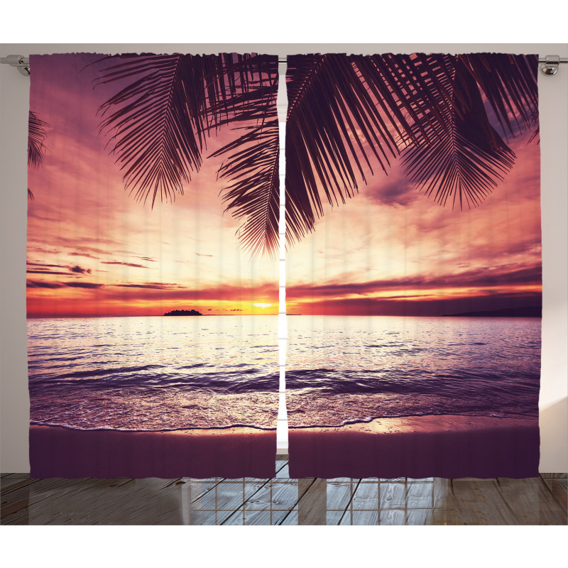 Sunset Ocean Waves Curtain