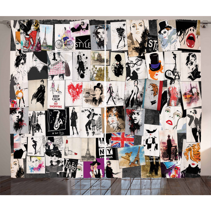 Collage Fashion Modern Curtain