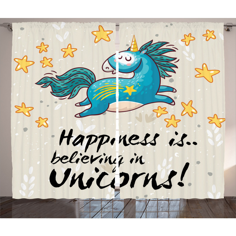 Words Happiness Kids Curtain