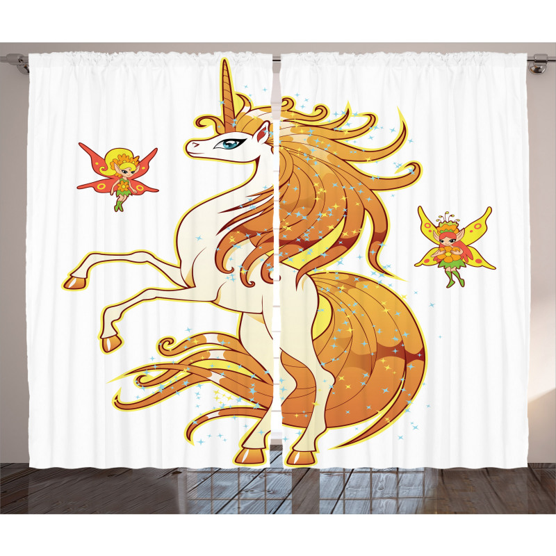 Unicorn and Fairy Art Curtain